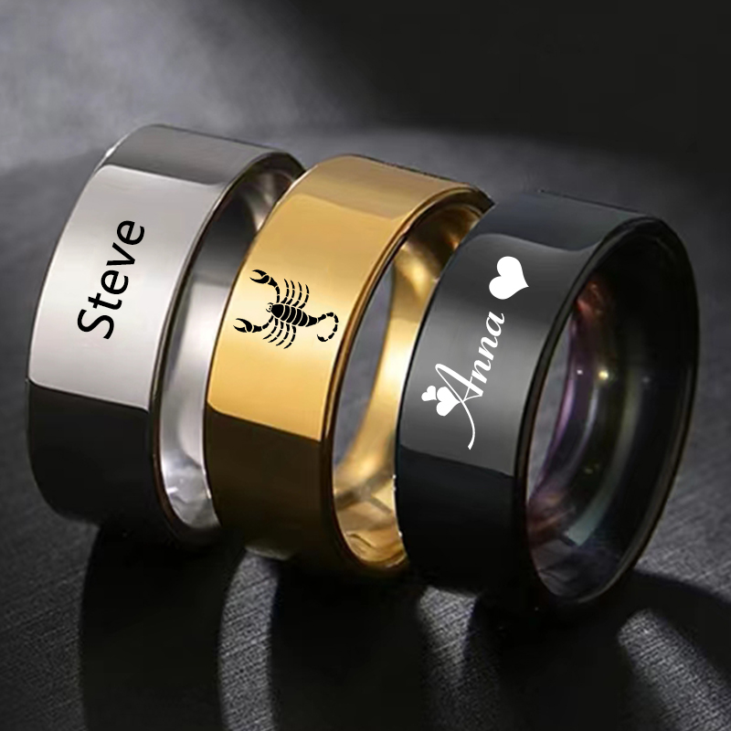 Coupling 8Mm - خاتم شخصي ناعم من الفولاذ المقاوم