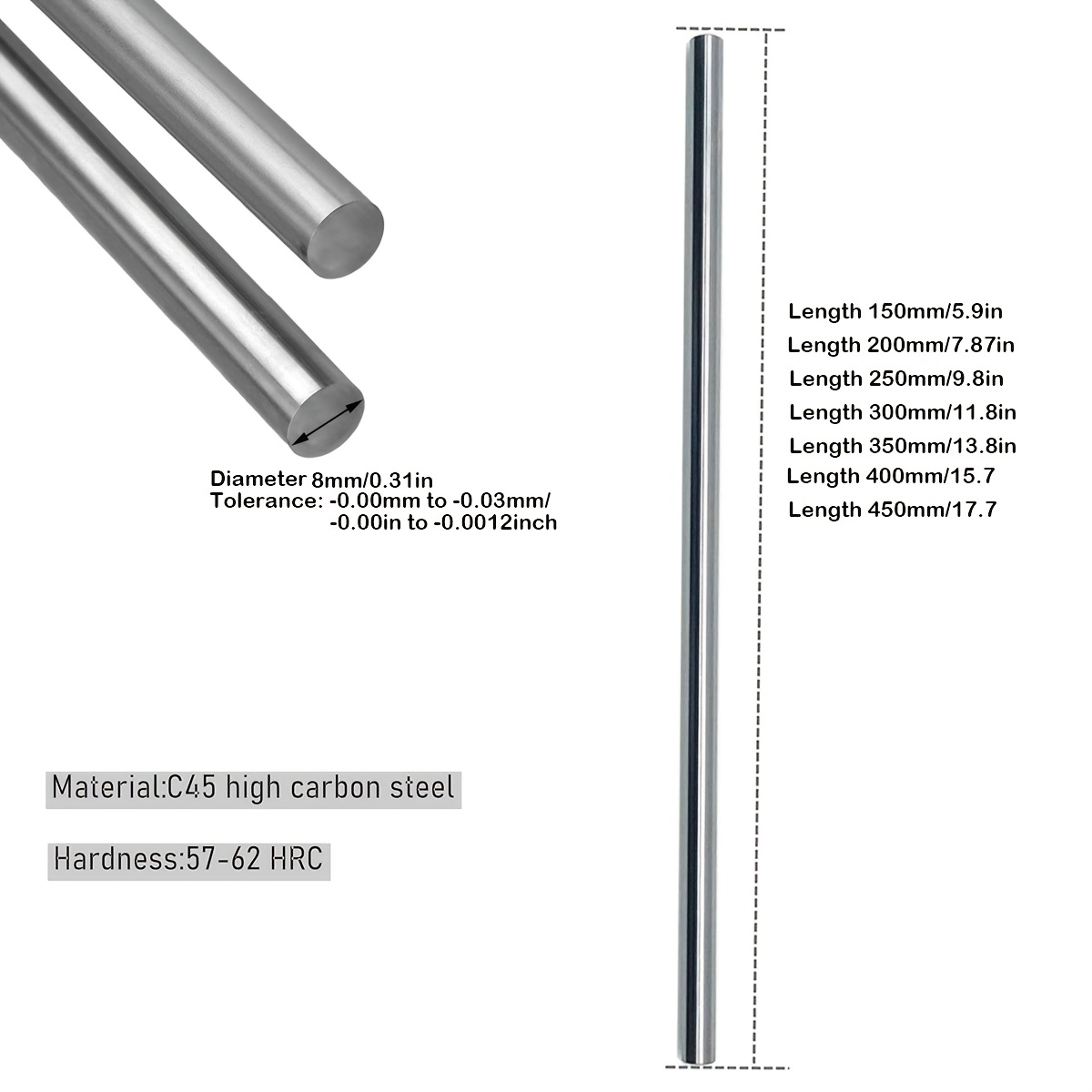 قطعتان من قضبان الحركة الخطية، - مراجعة Linear Rod 8Mm وسعره
