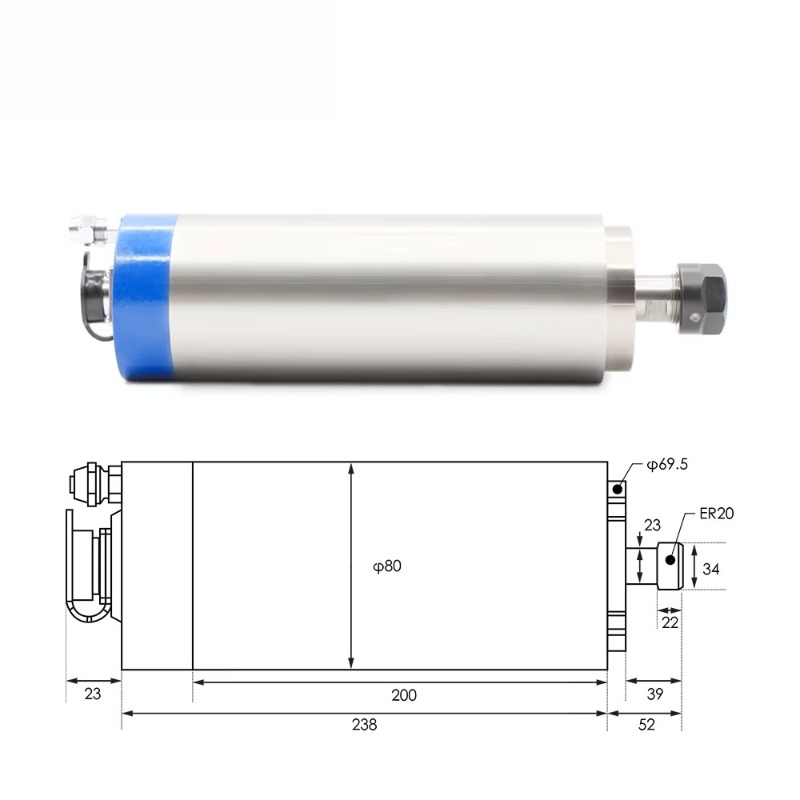 محرك مغزل مبرد بالماء ER20 بقو - مراجعة Spindle Motor وسعره